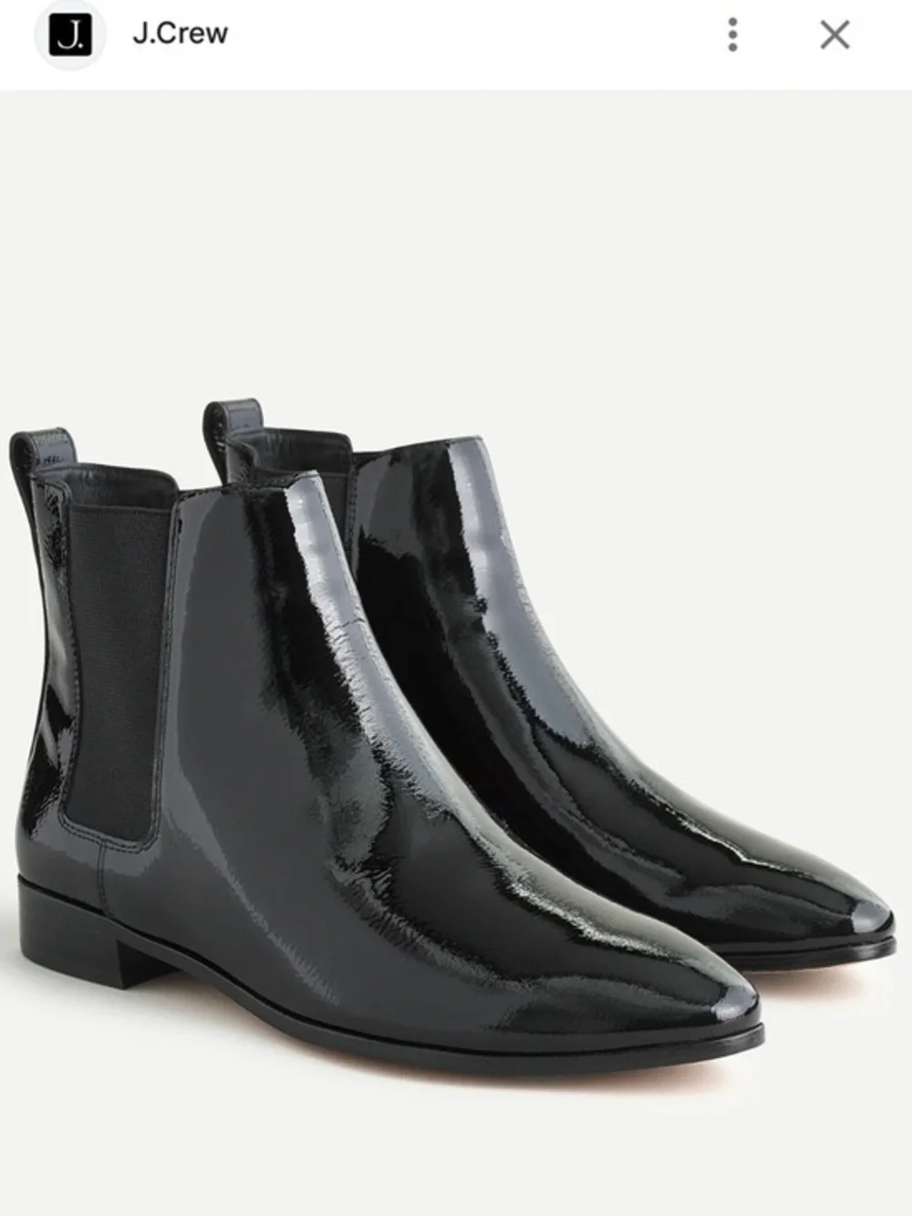J. Crew Black Patent Leather Pointed Toe Chelsea Boots Womens Size 9.5